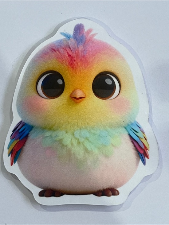 None Other - Rainbow Plush Bird Magnet — Colorful Cute Chick